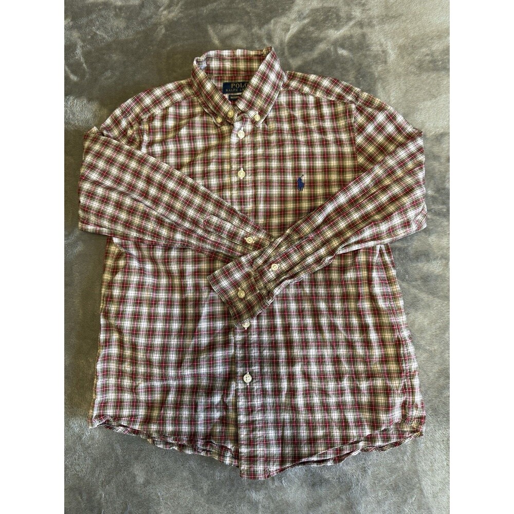 Polo Ralph Lauren Boys M (10-12) Plaid Long Sleeve Collared Button-Up Shirt